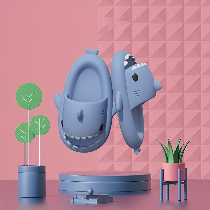 Men's Cartoon Shark Non Slip Platform Slides Soft Sole Cloud Slides