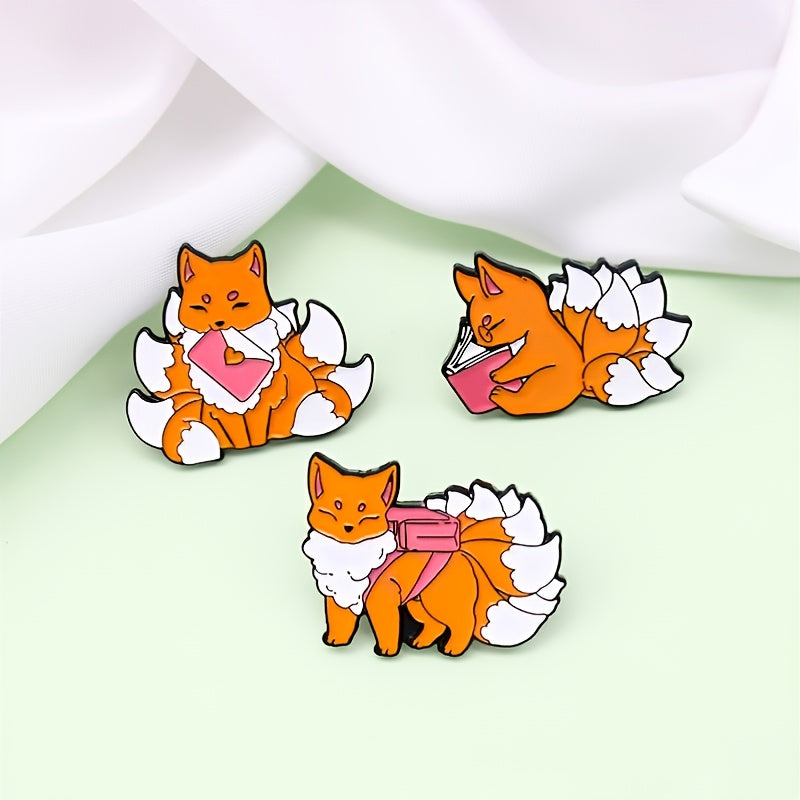 Fox Pattern Brooch for Backpack Jeans