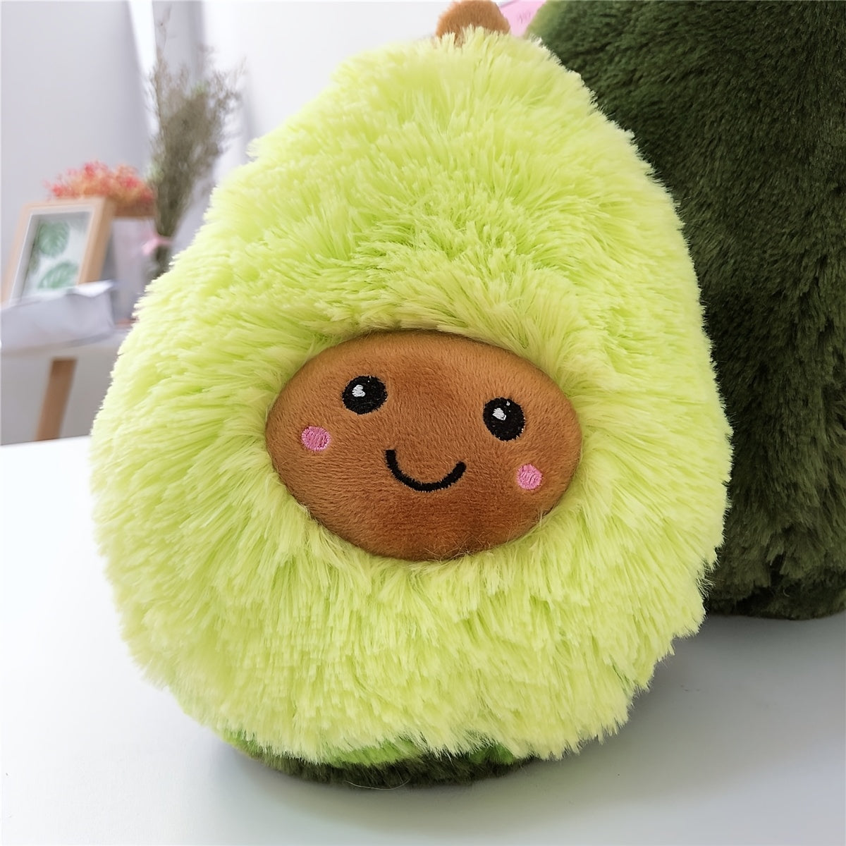 Cute Avocado Plush Toy Soft Green Stuffed Animal Smiling Face Kids Gift