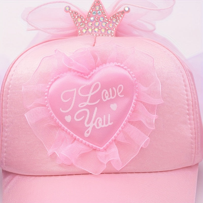 Girls Mesh Baseball Cap Princess Crown Hat