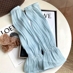 Faux Pearl Decor Gloves Ruffles Elastic Fingerless Sunscreen Long Gloves