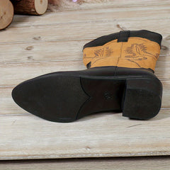Embroidered Block Heel Cowboy Boots for Women
