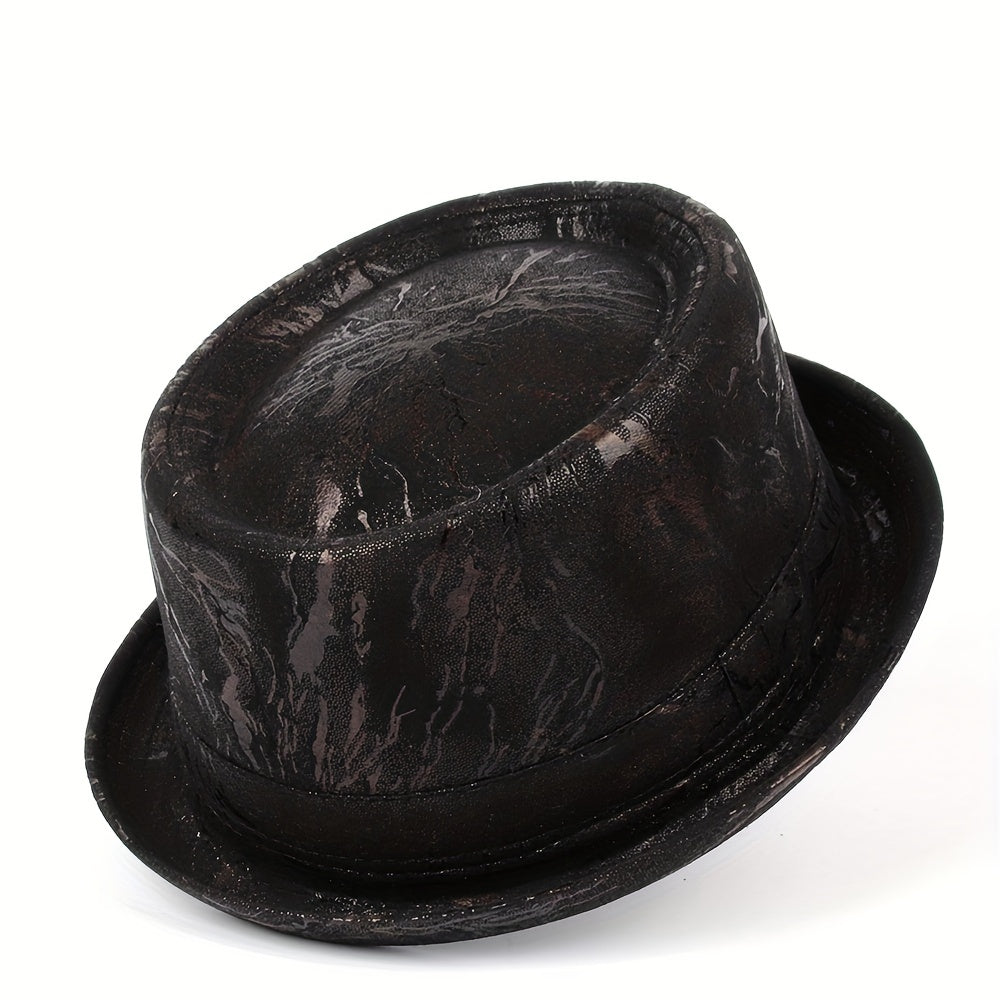 Men Fedora Hat Flat Pork Pie Hat Gentleman Dad Bowler