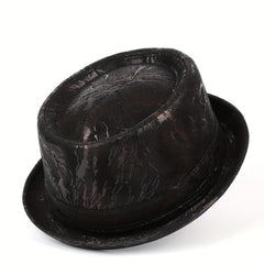 Men Fedora Hat Flat Pork Pie Hat Gentleman Dad Bowler