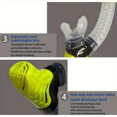 Adults Dry Snorkel with Top Drying Valve & Food Silicone