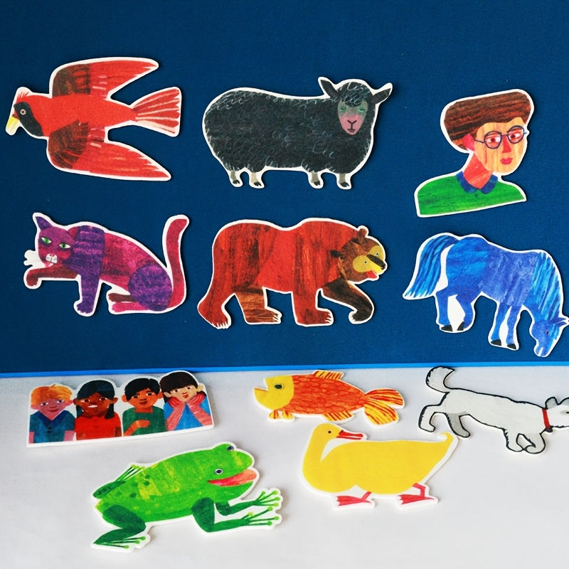 11pcs Brown Bear What Do You See Felt Cloth Sticker Book Theater Props