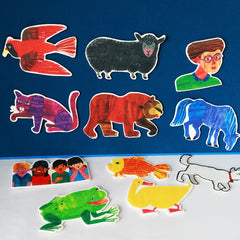 11pcs Brown Bear What Do You See Felt Cloth Sticker Book Theater Props