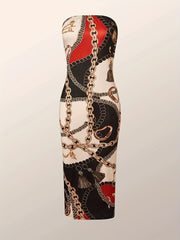 Women's Plus Baroque Print Cardigan & Tube Dress Set