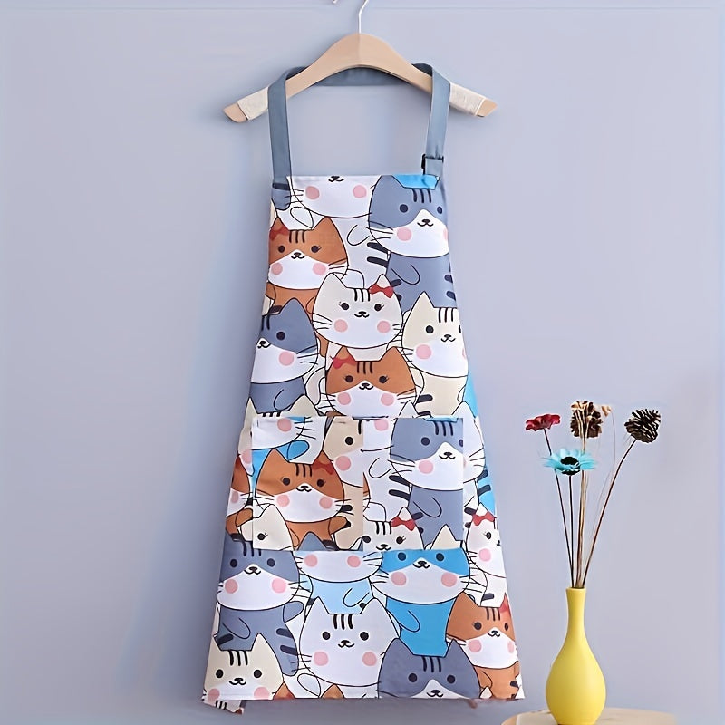 Waterproof Cartoon Cat Kitchen Apron for Home Cooking