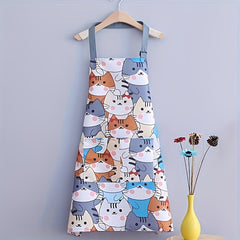 Waterproof Cartoon Cat Kitchen Apron for Home Cooking