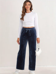 Elastic High Waist Sports Pants Wide Legs Stretchy Trousers