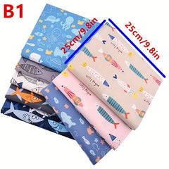 8pcs Cartoon Cotton Fabric Precut for DIY Sewing Patchwork Table Cloth