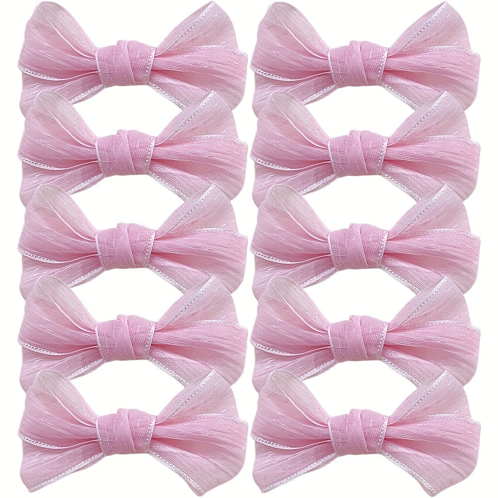10 Pcs Mesh Bow Hair Clips For Women