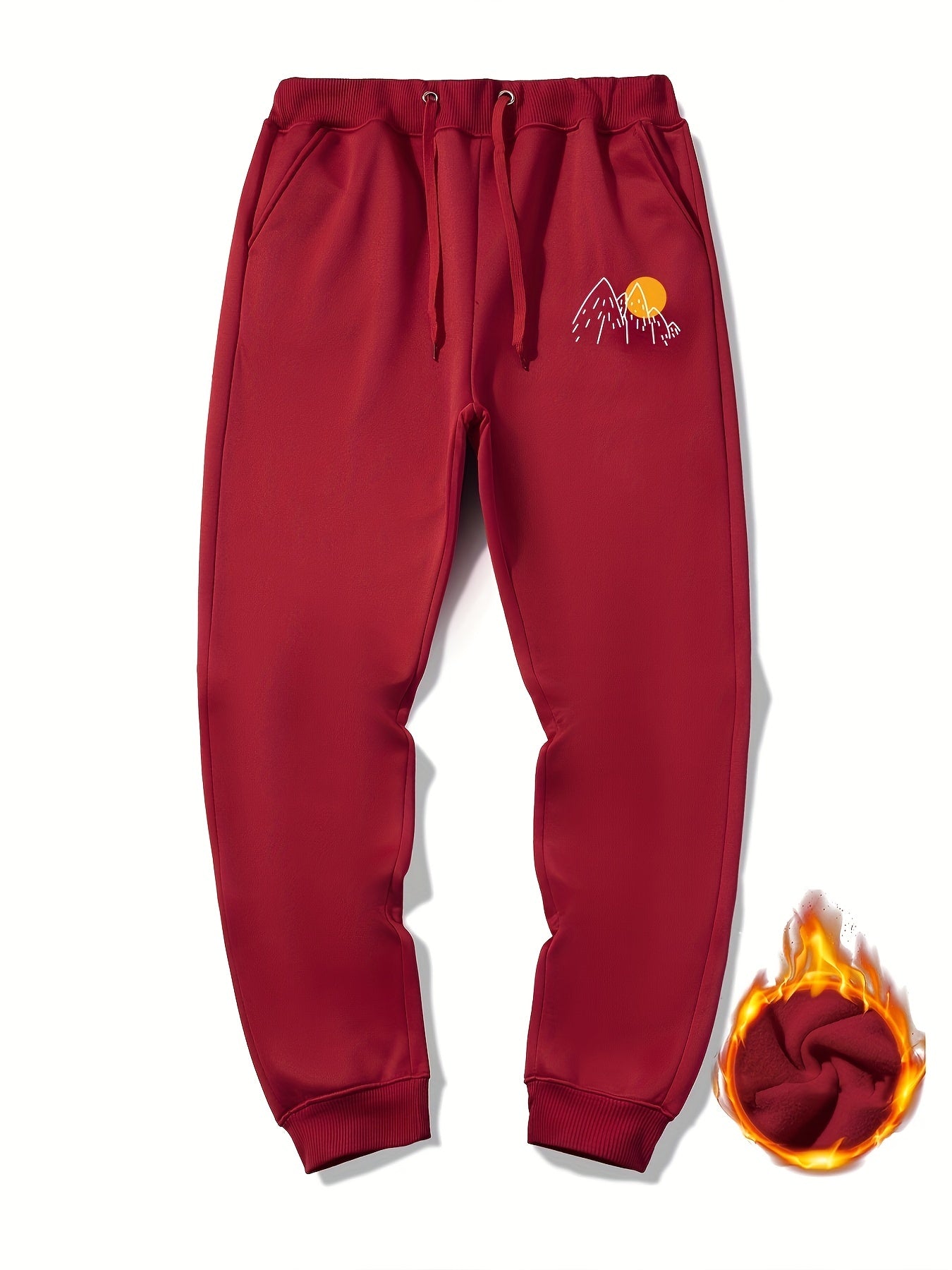 Men's Mountain Sun Print Drawstring Fleece Sweatpants