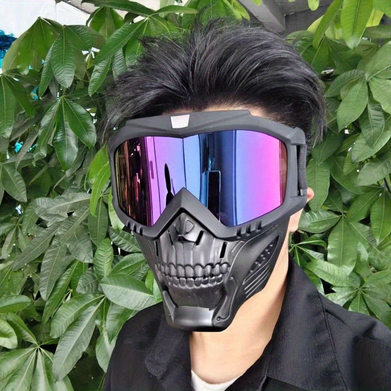 Skull Mask with Reflective Goggles for Halloween & Horror Party