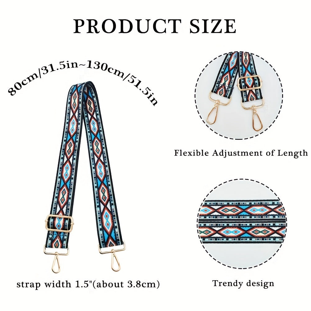 Geometric Pattern Bag Strap Replacement Wide Shoulder DIY Travel Accessories