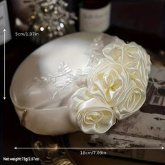 Satin Flower Fascinator Hat Bridal Wedding Headwear French Style Beret