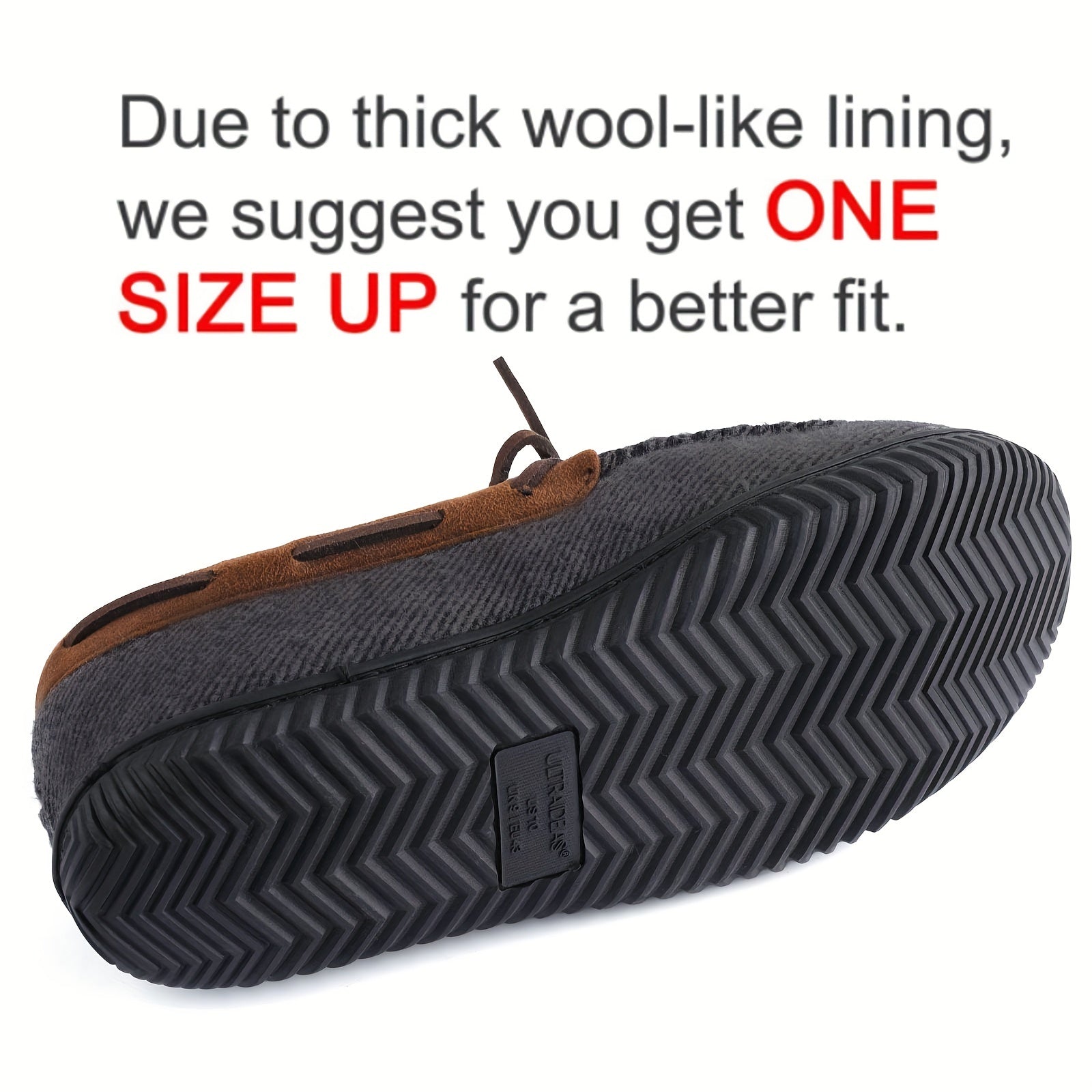 Men's Warm Fleece Lining Non Slip Slippers Comfortable Rubber Sole