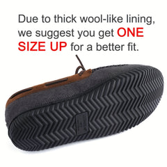 Men's Warm Fleece Lining Non Slip Slippers Comfortable Rubber Sole