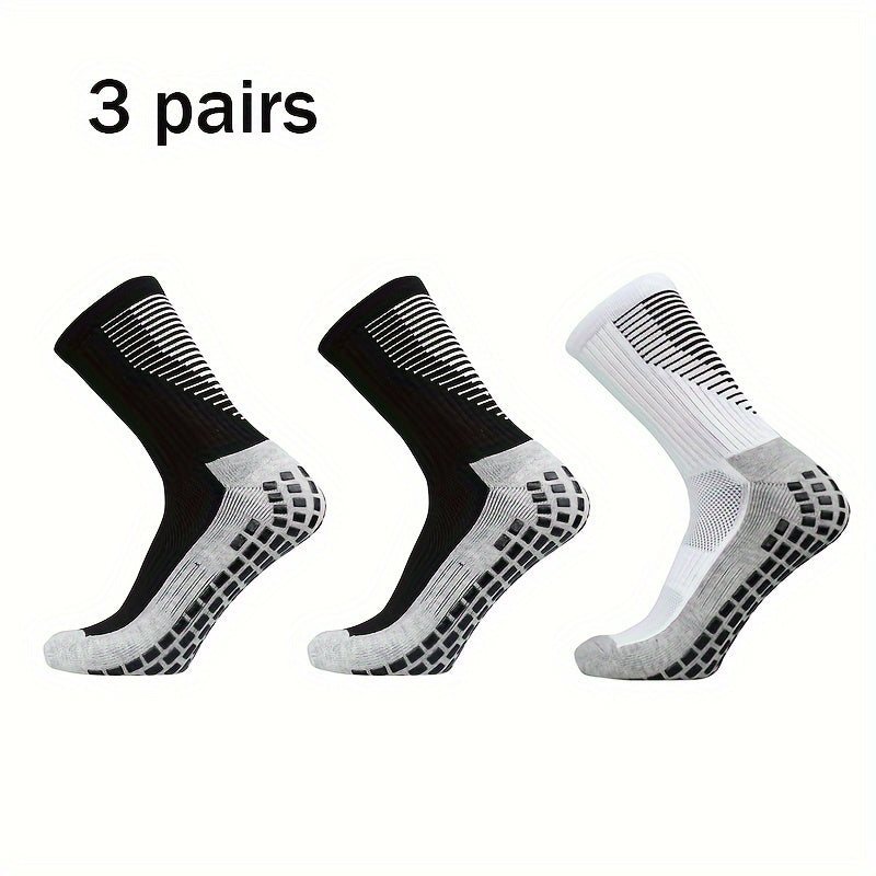 3 Pairs Non Slip Football Socks for Men Sport Socks Running Basketball Crew