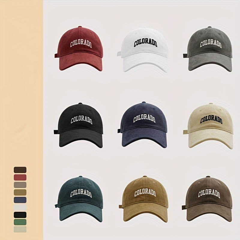 COLORADO Embroidery Baseball Cap Solid Cotton Sun Hat Unisex Adjustable