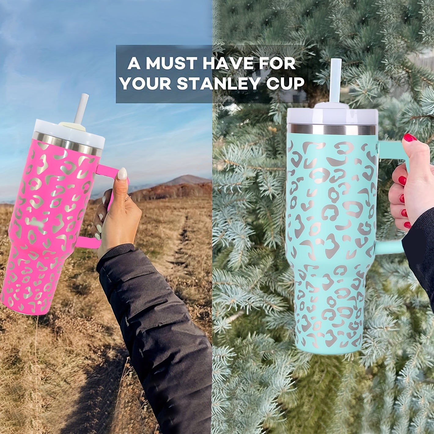 40oz Stainless Steel Insulated Tumbler w/ Handle & Straw Lid