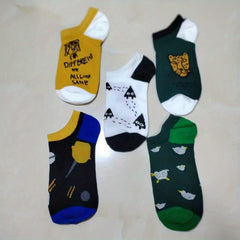 5 Pairs Men's Cotton Ankle Socks For Sneakers & Sports Shoes