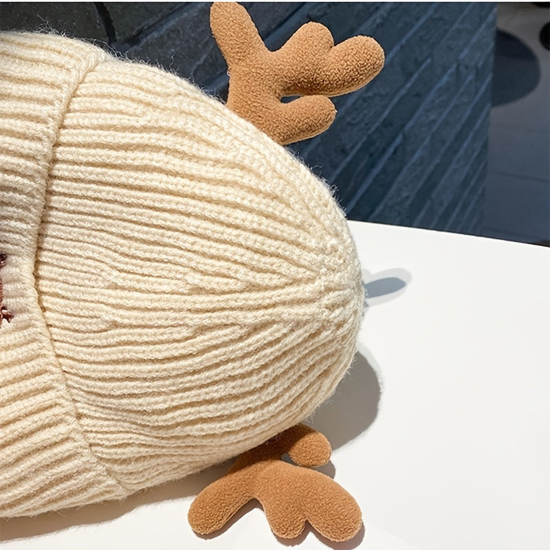 Antlers Fleece Warm Knit Hat Cold Proof Poop Beanie Hat