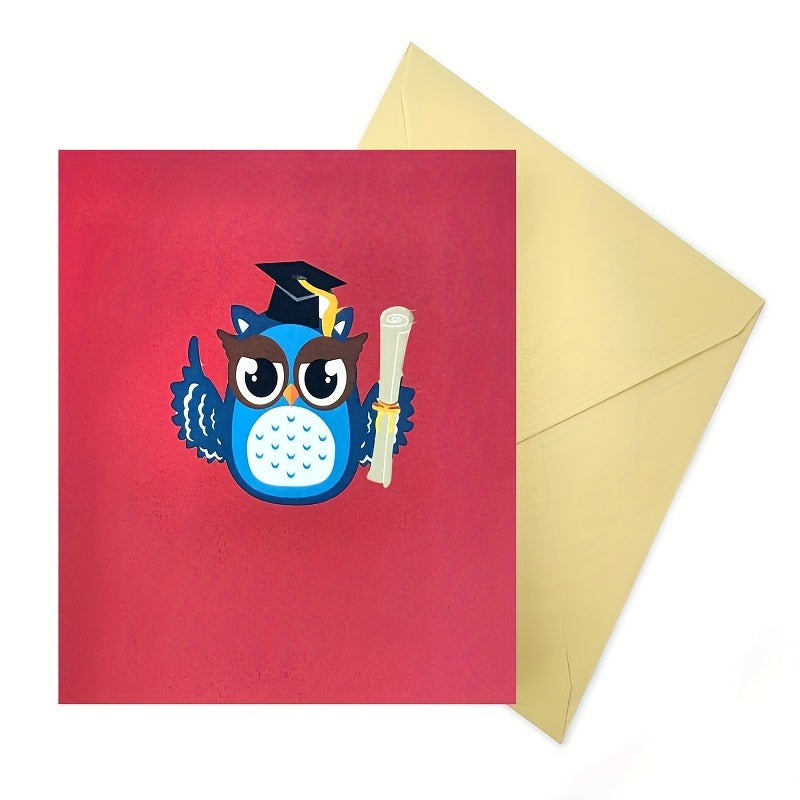 3D Doctor Owl Graduation Card GraduationCap and Diploma Card