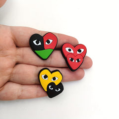 12pcs Red Heart Shaped Hole Shoes Buckle Decorative Charms