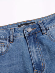 Women's Plus Washed Ripped Button Fly Skinny Jeans