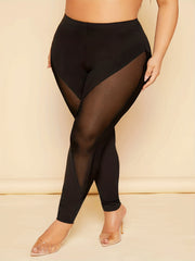  High Rise Mesh Stretch Yoga Pants