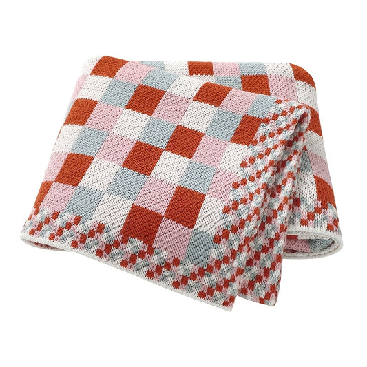 Colorful Plaid Knit Blanket Soft Warm Throw for Couch Bed Hand Wash