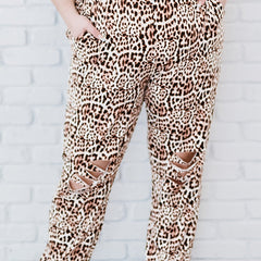 Women's Plus Leopard Print Loose Fit Trousers