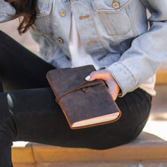 Vintage Leather Notebook Crazy Horse Leather Travel Notepad