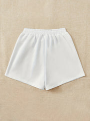 Girls Heart Print Casual Sweat Shorts Elastic Waist Work Out Shorts