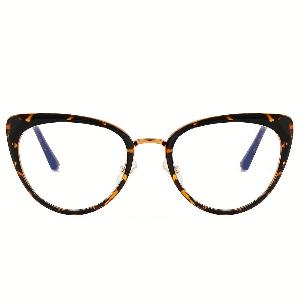 Vintage Cat Eye Clear Lens Glasses Anti Light Reading Minimalist Metal Eyewear