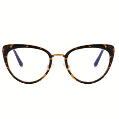 Vintage Cat Eye Clear Lens Glasses Anti Light Reading Minimalist Metal Eyewear