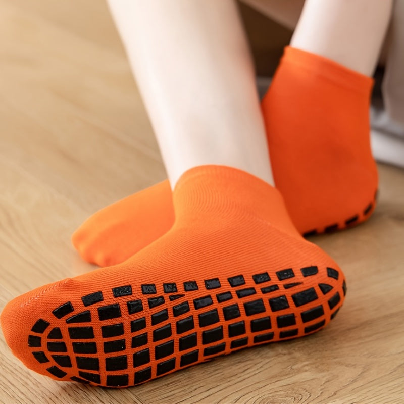 Solid Towel Bottom Yoga Socks Anti Slip Garters Grip Short Crew Socks