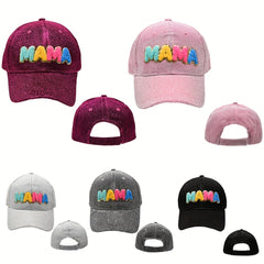 MAMA Patch Glitter Baseball Cap - Adjustable Dad Hat for Women