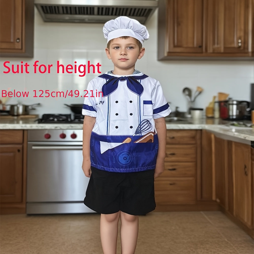 Kids Pretend Play Kitchen Set Chef Costume with Hat and Accessories