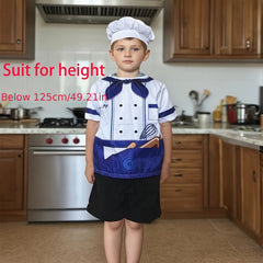 Kids Pretend Play Kitchen Set Chef Costume with Hat and Accessories