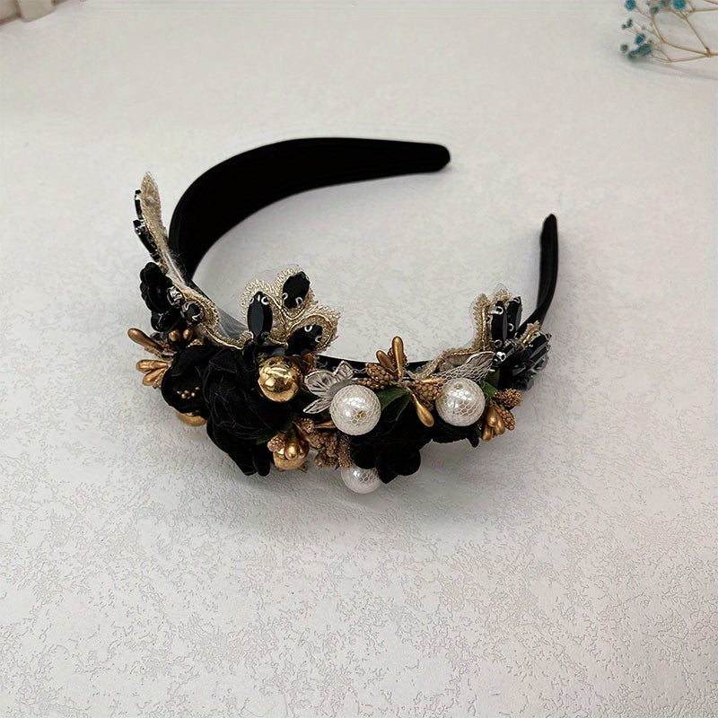 Flower Rhinestone Headband Faux Pearl Head Jewelry Hair Accessories