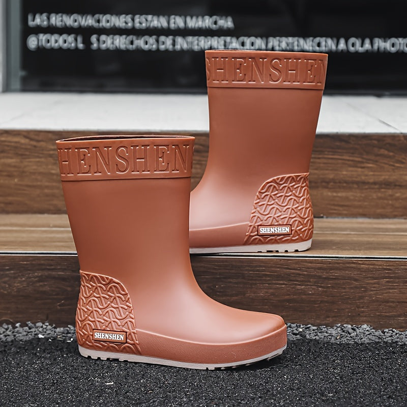 Women's Waterproof High Tube Rain Boots Solid Non slip Outdoor Rain Boots