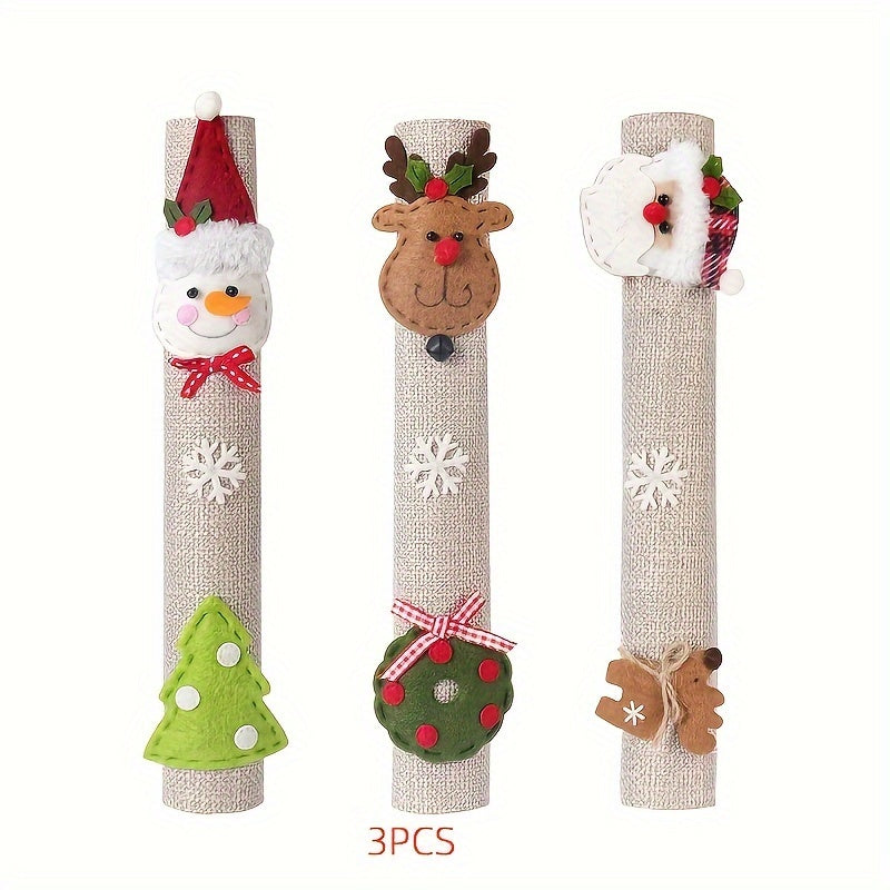 3pcs Christmas Fridge Handle Cover Xmas Home Decor