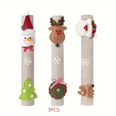 3pcs Christmas Fridge Handle Cover Xmas Home Decor