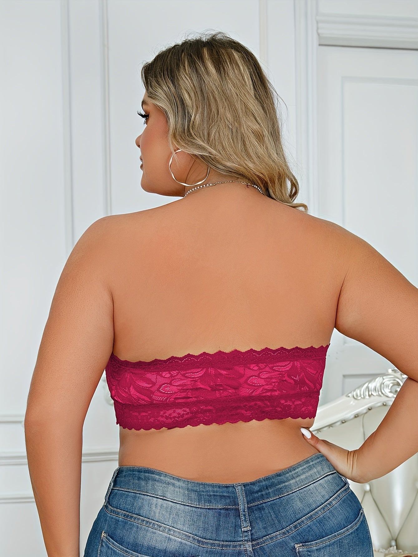  Strapless Bandeau Tube Bra High Stretch Lace
