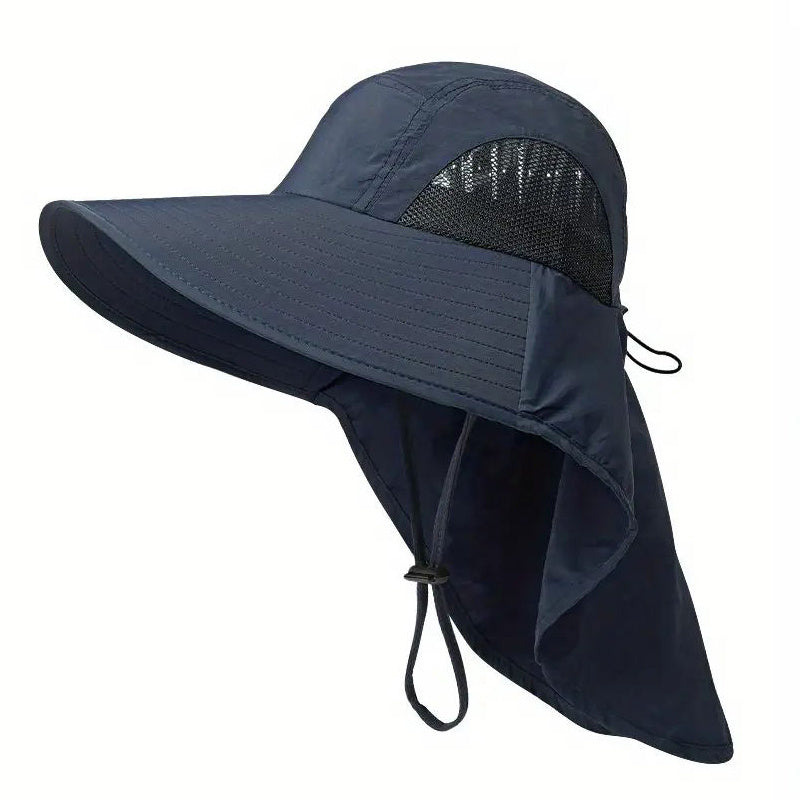 Unisex Mesh Sun Hat With Neck Flap Wide Brim Boonie Hat For Hiking Fishing
