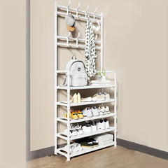 1pc Standing Floor Coat Rack Carbon Steel Shoes Rack Multifunctional Storage