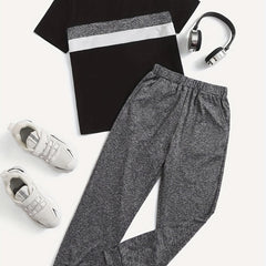 Boy's Casual Outfit Block T shirt & Trousers Set